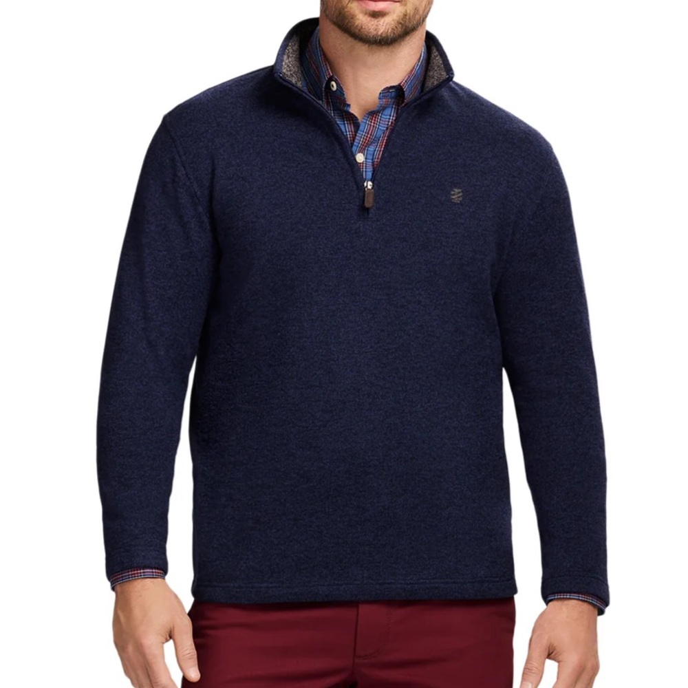 NWT Izod Thermasoft Sweater Fleece Quarter Zip Navy Blazer Size Medium